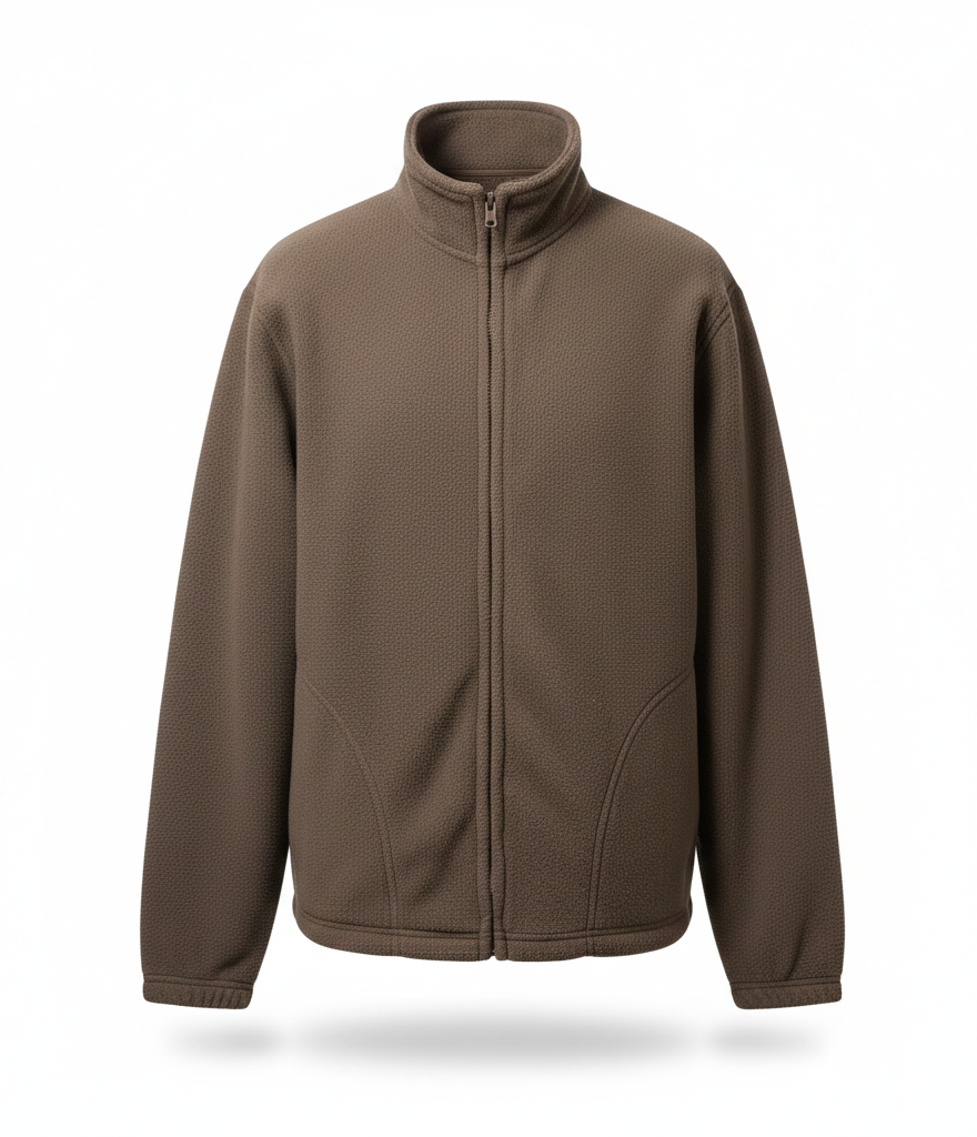 Grey Full-Zip Polar Fleece Jacket