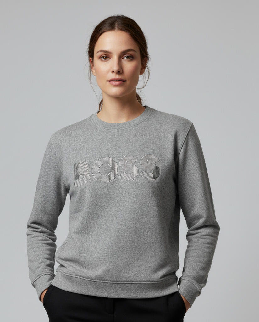 Women BS White Premium Sweatshirt – Soft Fleece, Winter Wear, Casual Comfort