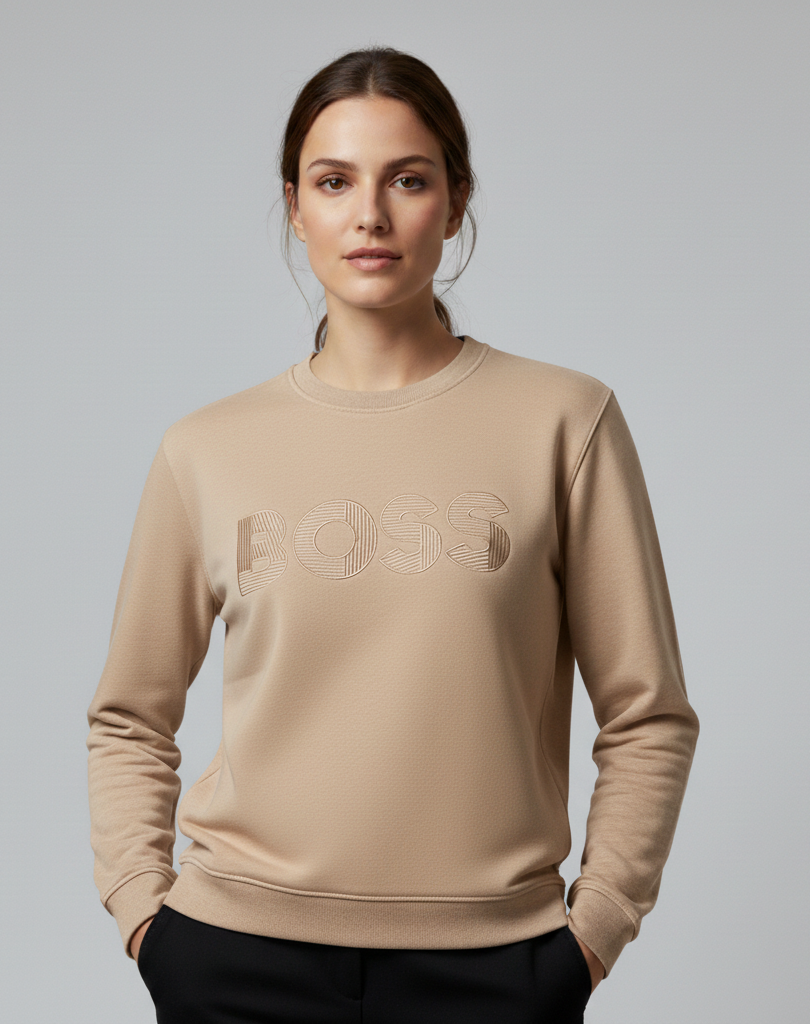 Women BS White Premium Sweatshirt – Soft Fleece, Winter Wear, Casual Comfort