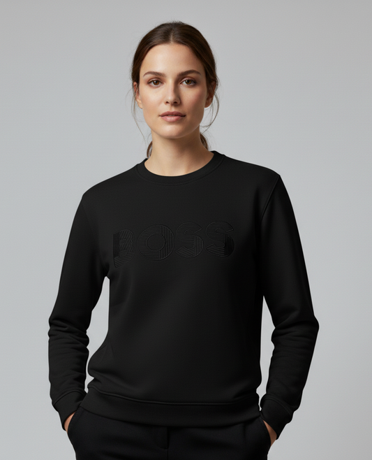Women BS Black Premium Sweatshirt – Soft Fleece, Winter Wear, Casual Comfort