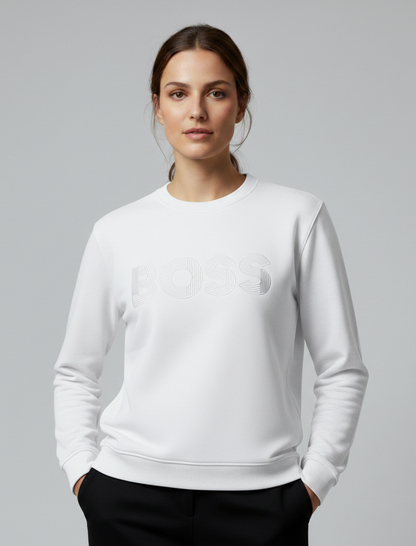 Women BS White Premium Sweatshirt – Soft Fleece, Winter Wear, Casual Comfort