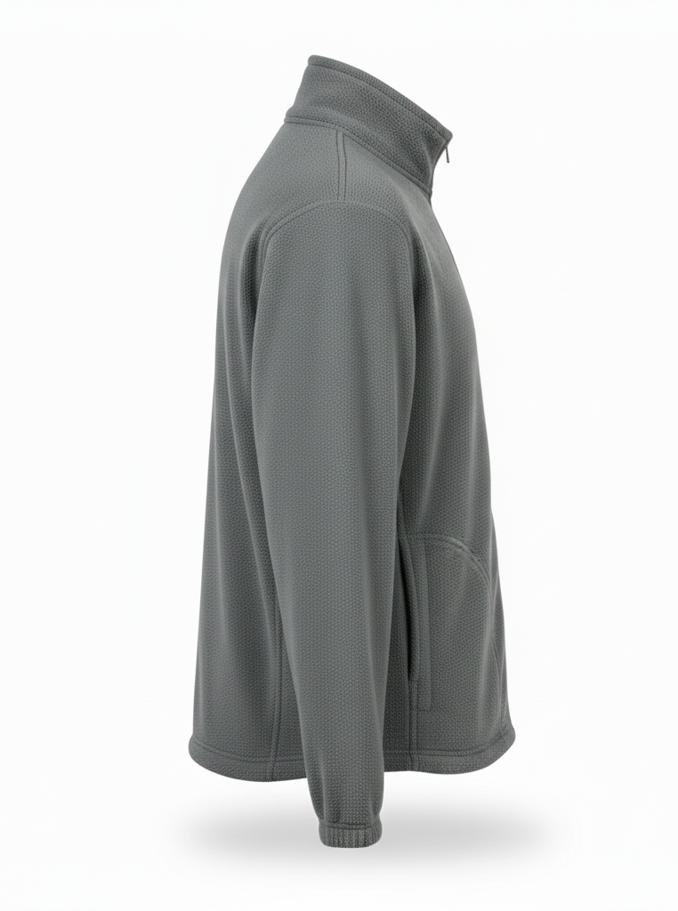 Grey Full-Zip Polar Fleece Jacket