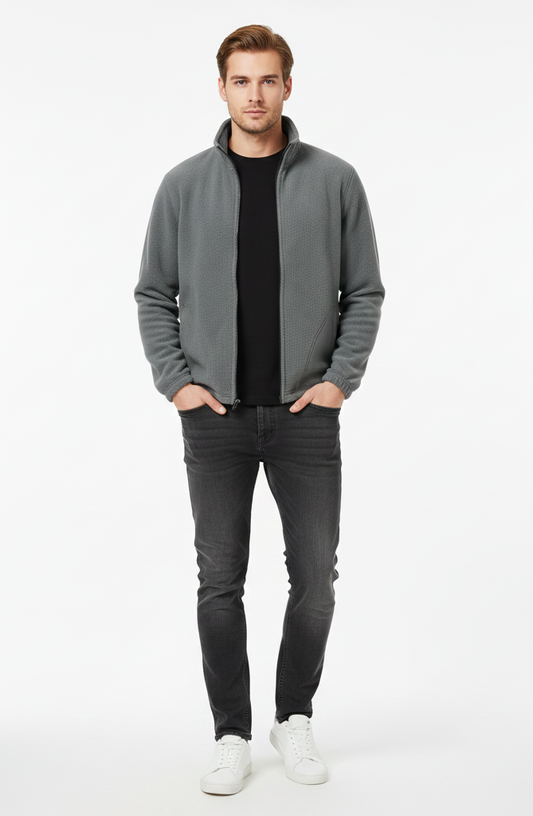Grey Full-Zip Polar Fleece Jacket