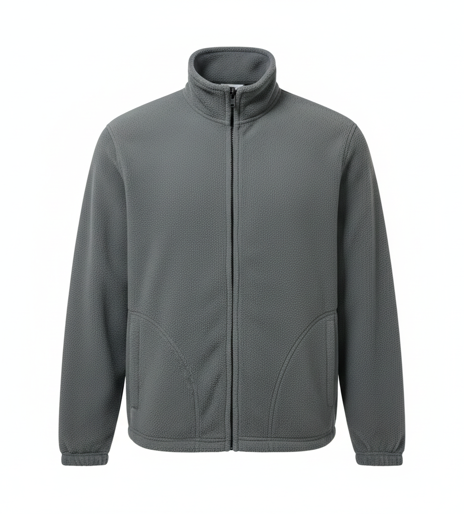 Grey Full-Zip Polar Fleece Jacket