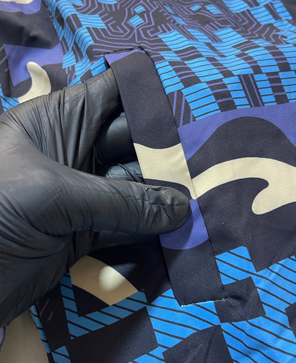 Men Blue Camo Fur-Lined Jacket