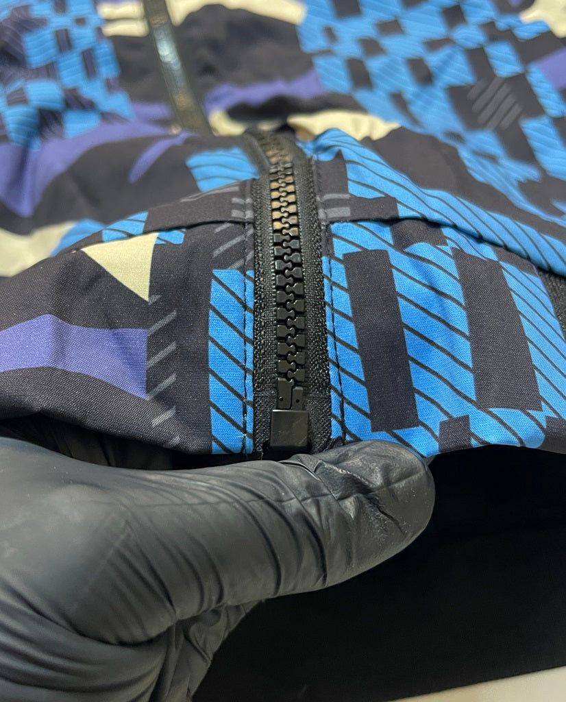 Men Blue Camo Fur-Lined Jacket