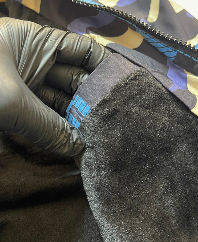 Men Blue Camo Fur-Lined Jacket