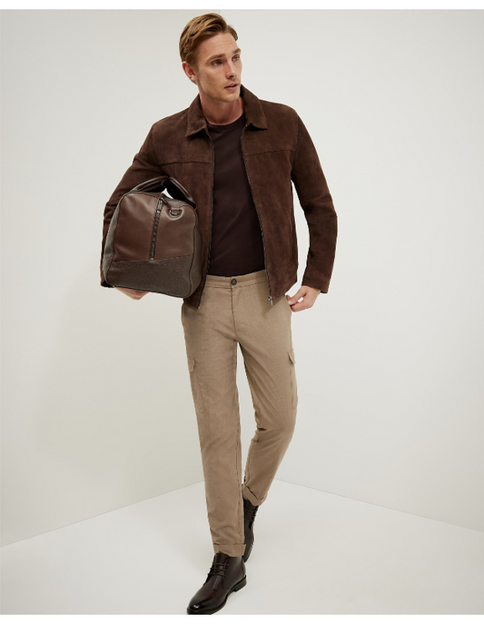 Brown Suede Classic Zip Jacket