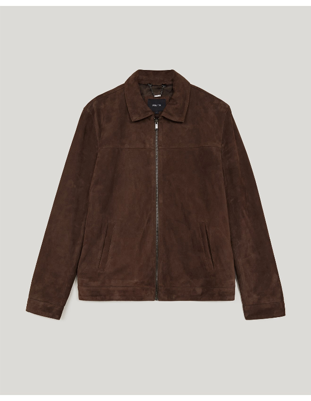 Brown Suede Classic Zip Jacket