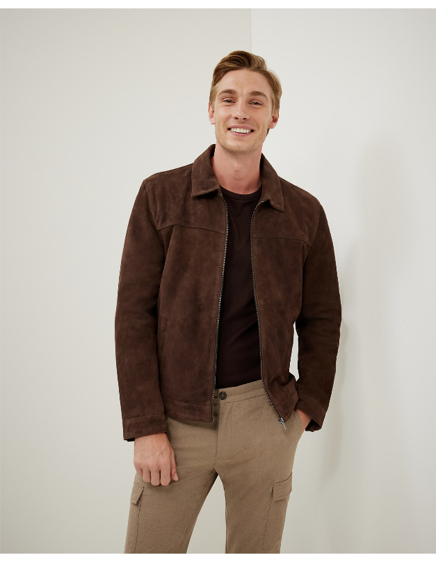 Brown Suede Classic Zip Jacket