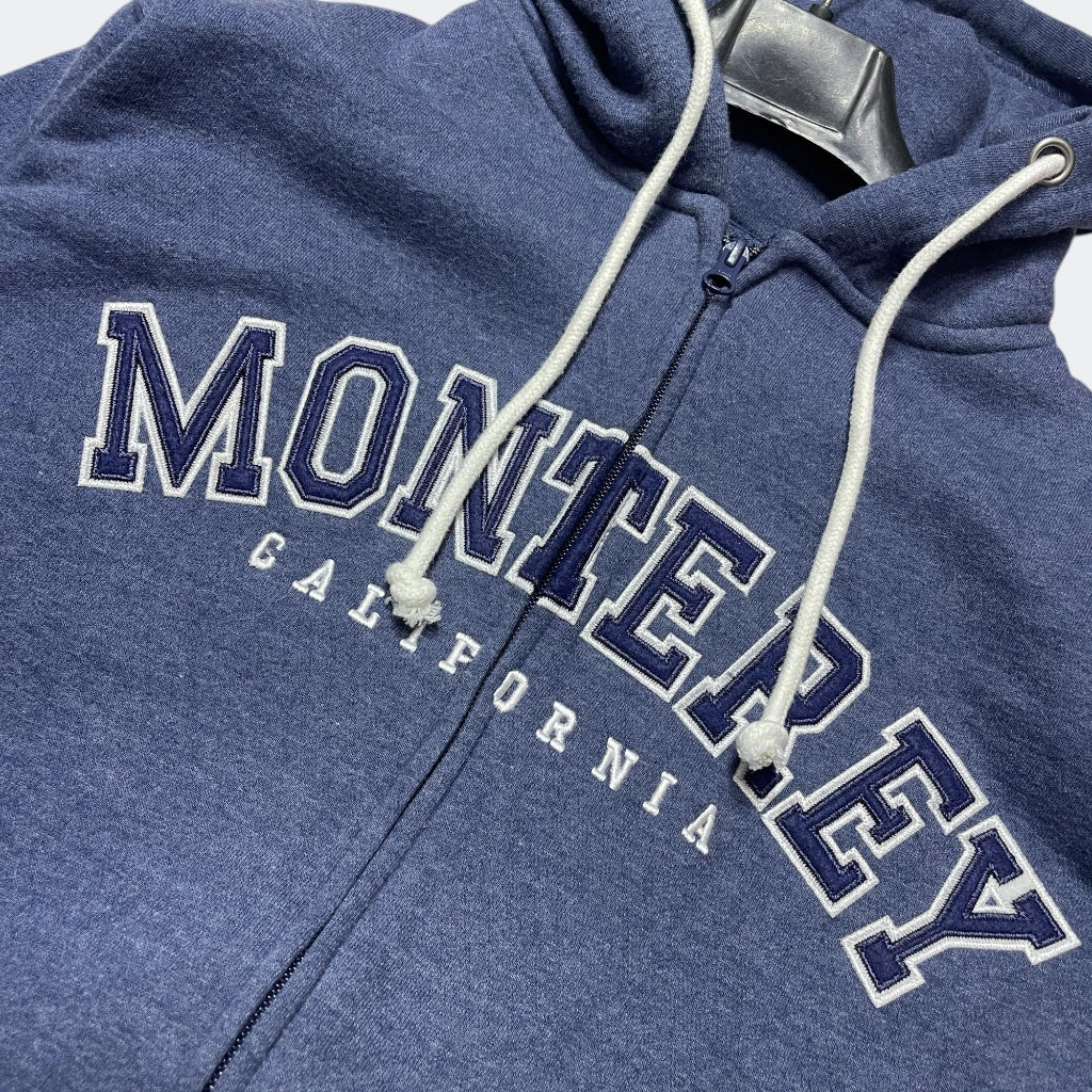 Premium Unisex Navy Blue Fleece Zip Hoodie  Monterey California Print