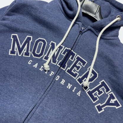 Premium Unisex Navy Blue Fleece Zip Hoodie  Monterey California Print
