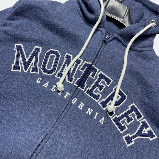 Premium Unisex Navy Blue Fleece Zip Hoodie  Monterey California Print