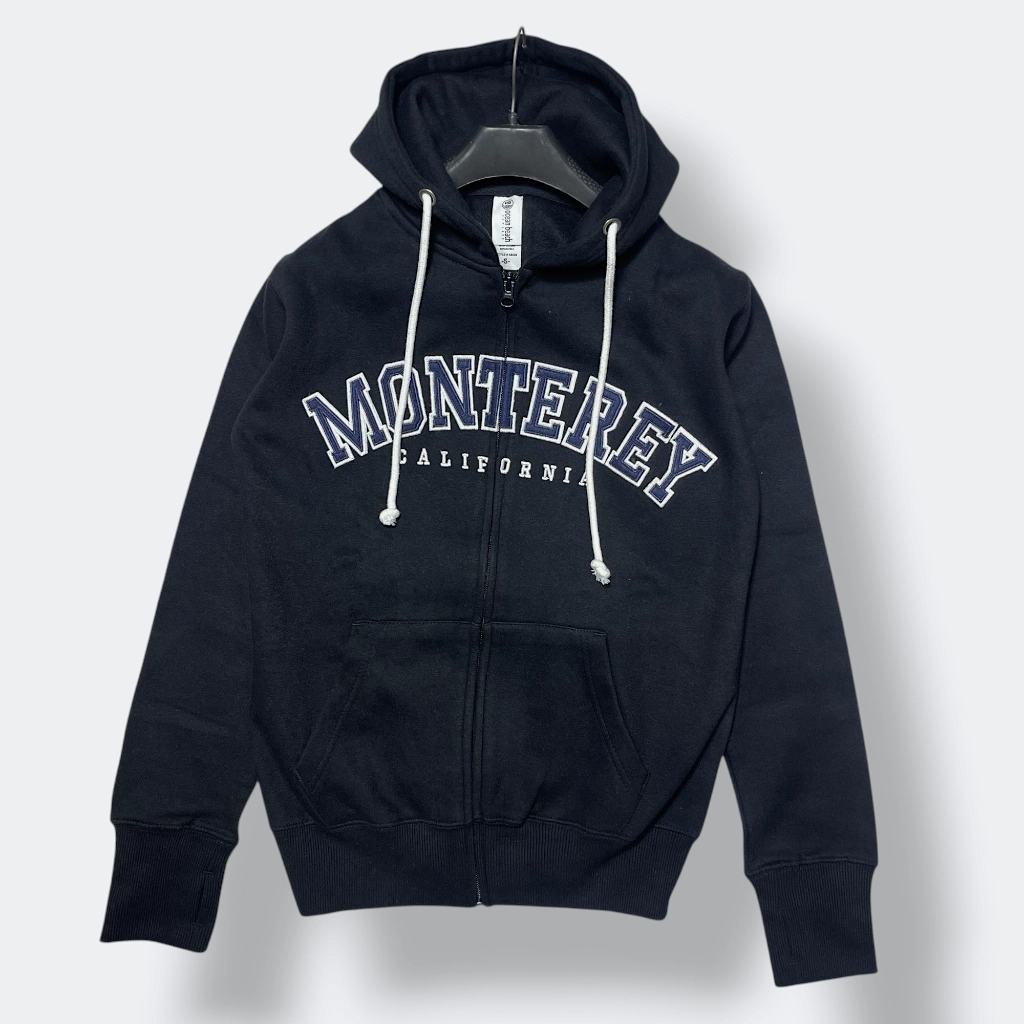 Premium Unisex Indigo White Fleece Zip Hoodie  Monterey California Print