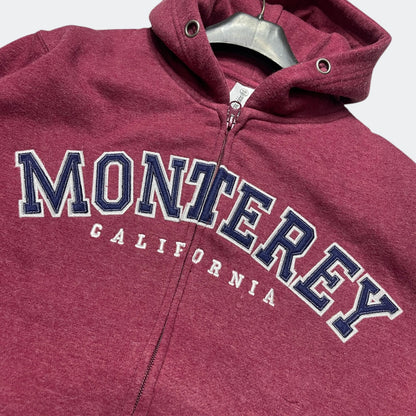 Premium Unisex Indigo Red Fleece Zip Hoodie  Monterey California Print