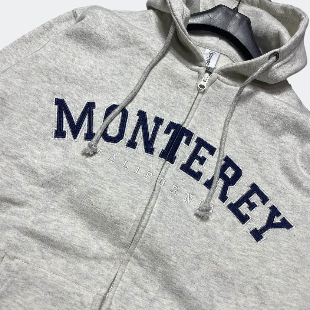 Premium Unisex Indigo White Fleece Zip Hoodie  Monterey California Print