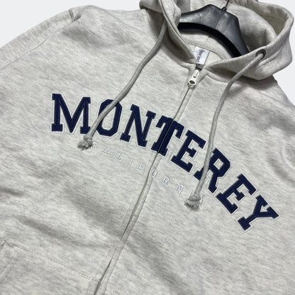Premium Unisex Indigo White Fleece Zip Hoodie  Monterey California Print
