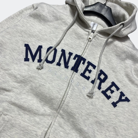 Premium Unisex Indigo White Fleece Zip Hoodie  Monterey California Print