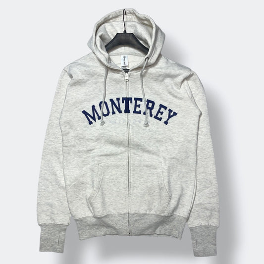 Premium Unisex Indigo White Fleece Zip Hoodie  Monterey California Print