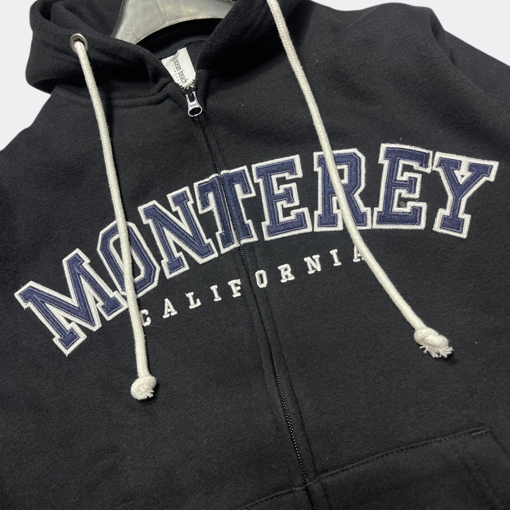 Premium Unisex Black Fleece Zip Hoodie  Monterey California Print